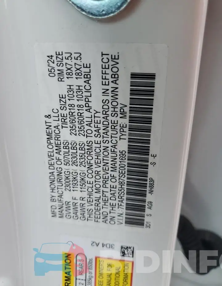 7FARS5H87SE001695 Photo# 14