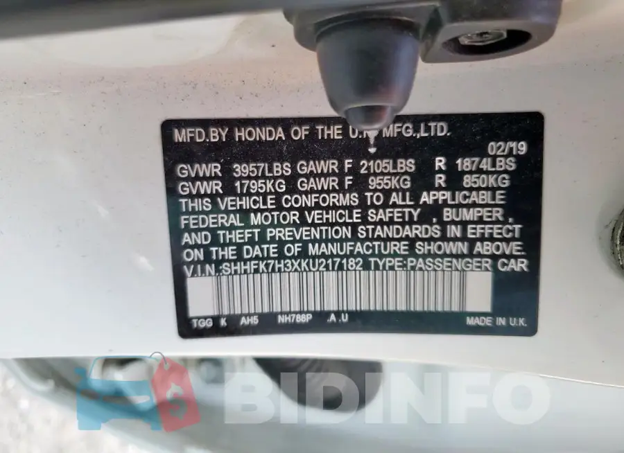 SHHFK7H3XKU217182 Photo# 13
