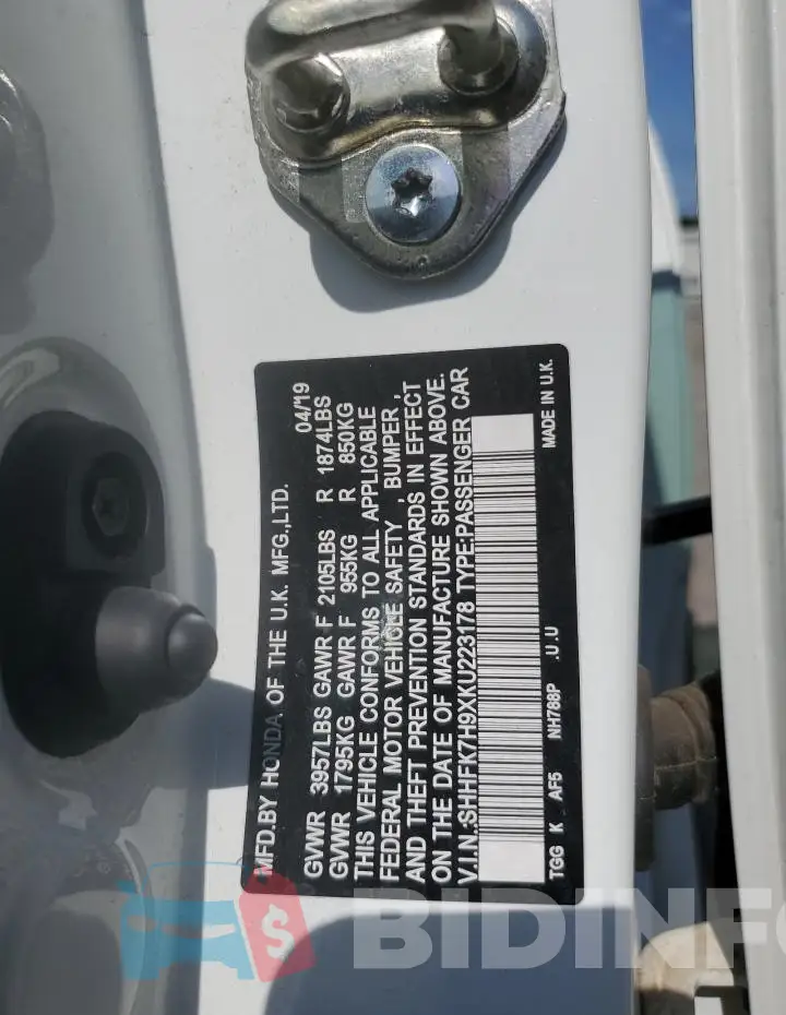 SHHFK7H9XKU223178 Photo# 13