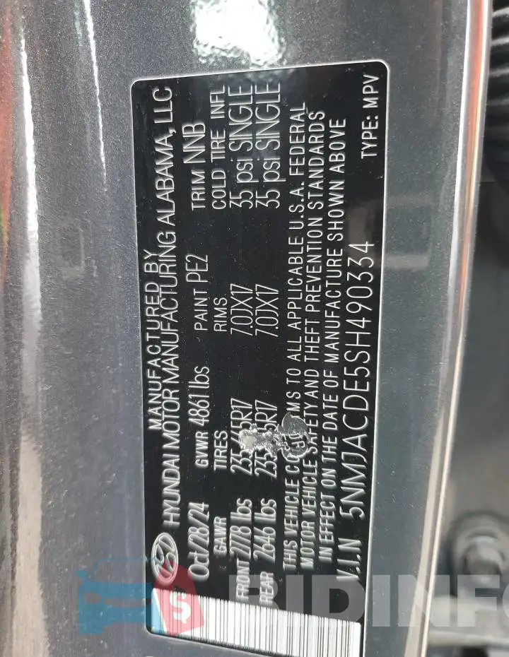 5NMJACDE5SH490334 Photo# 13