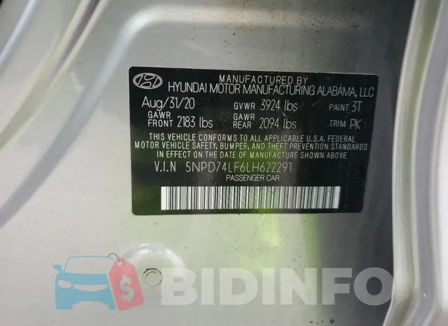 5NPD74LF6LH622291 Photo# 13