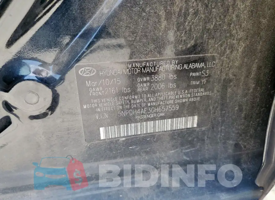 5NPDH4AE3GH657559 Photo# 12