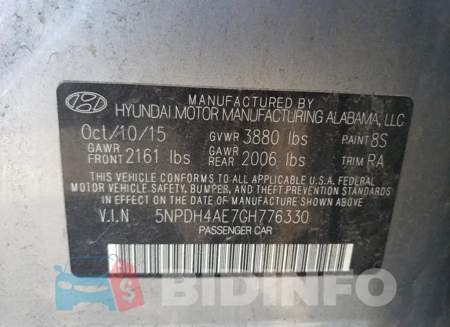 5NPDH4AE7GH776330 Photo# 13
