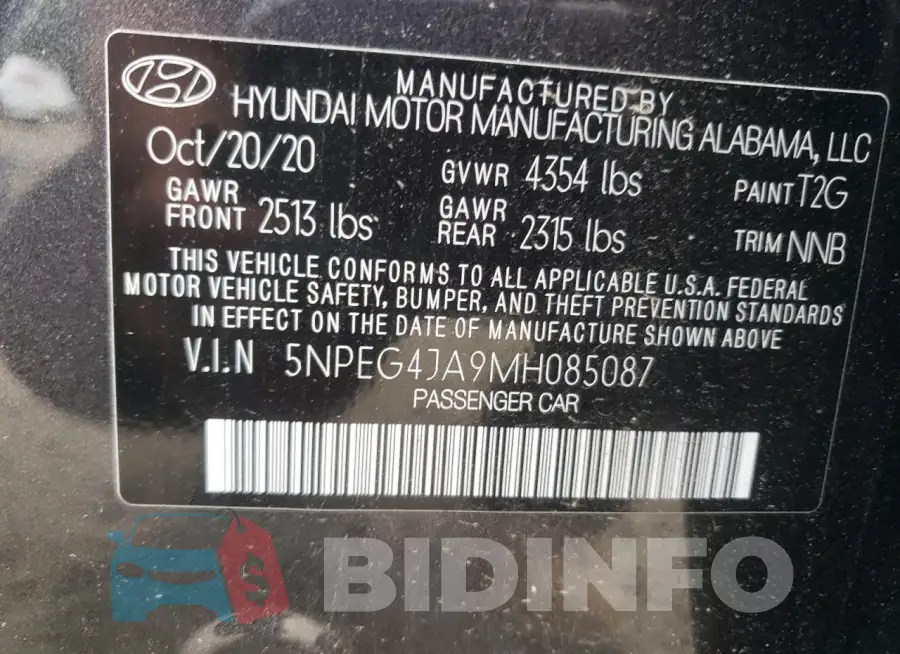 5NPEG4JA9MH085087 Photo# 12