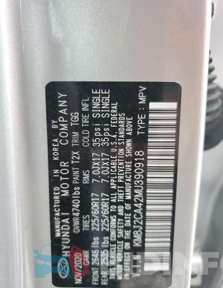 KM8J2CA42MU390918 Photo# 13