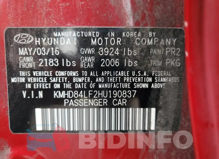 KMHD84LF2HU190837 Photo# 13