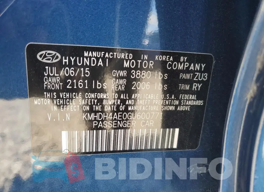 KMHDH4AE0GU600771 Photo# 12