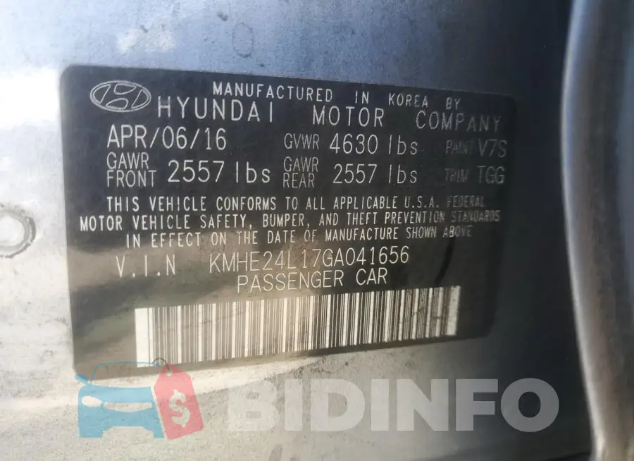 KMHE24L17GA041656 Photo# 12