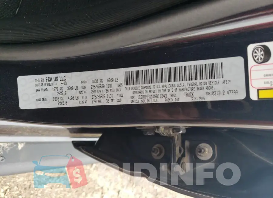 1C6RRFFG1KN811243 Photo# 12