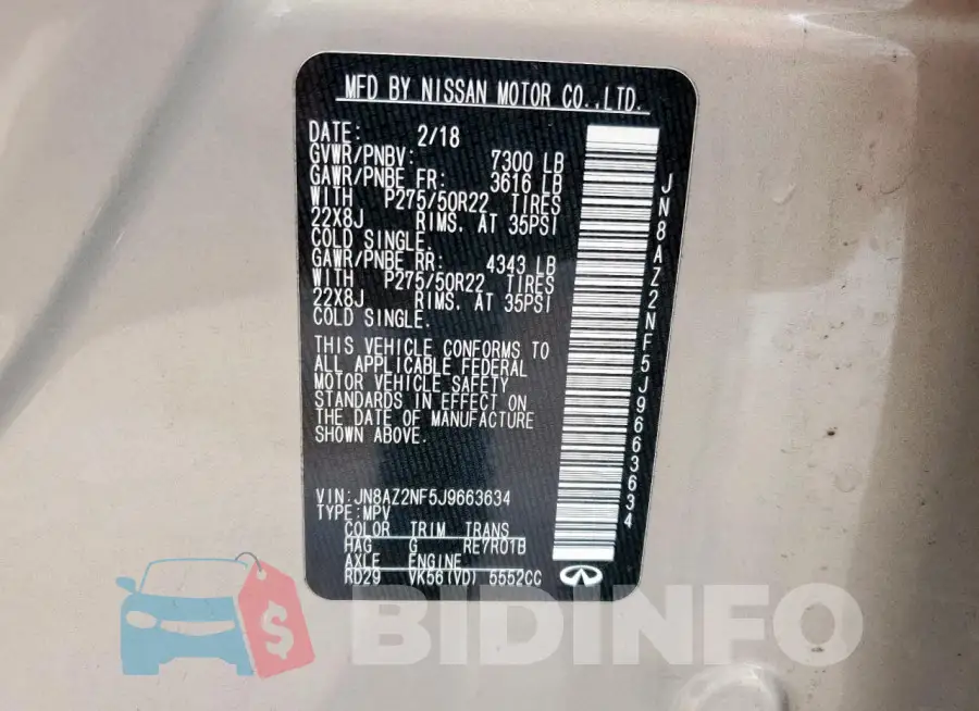 JN8AZ2NF5J9663634 Photo# 14