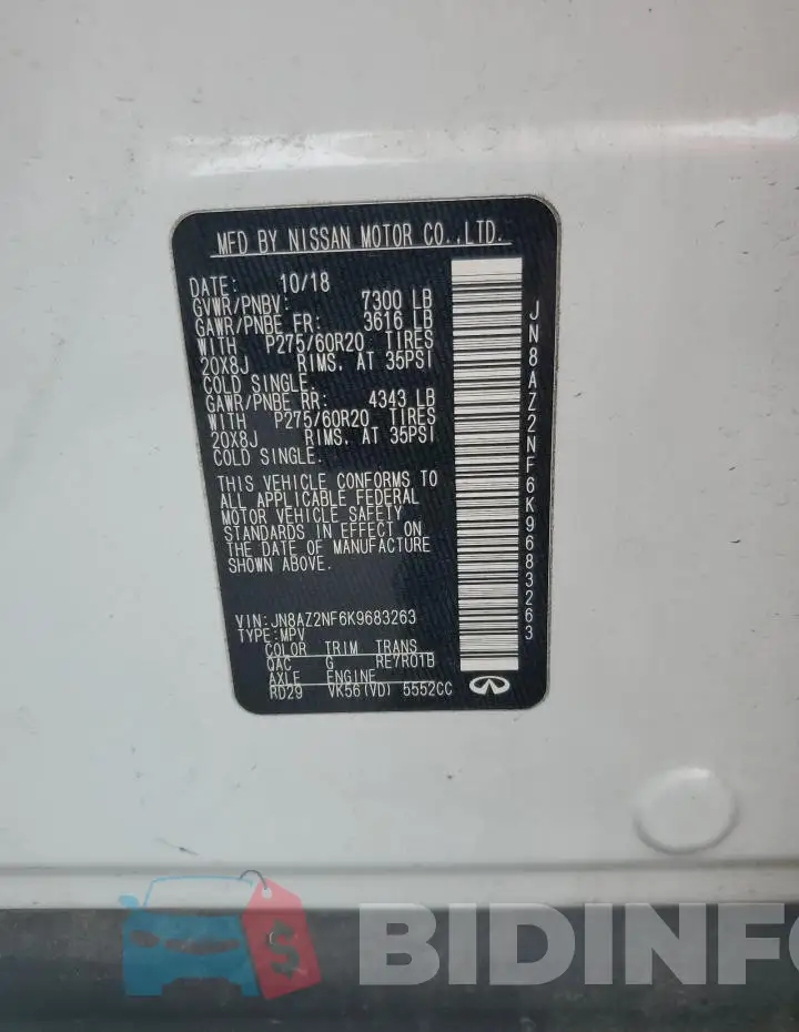 JN8AZ2NF6K9683263 Photo# 13