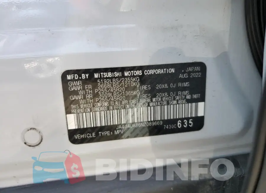 JA4J4UA86NZ089669 Photo# 12