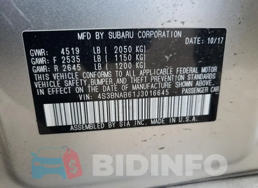 4S3BNAB61J3016645 Photo# 12