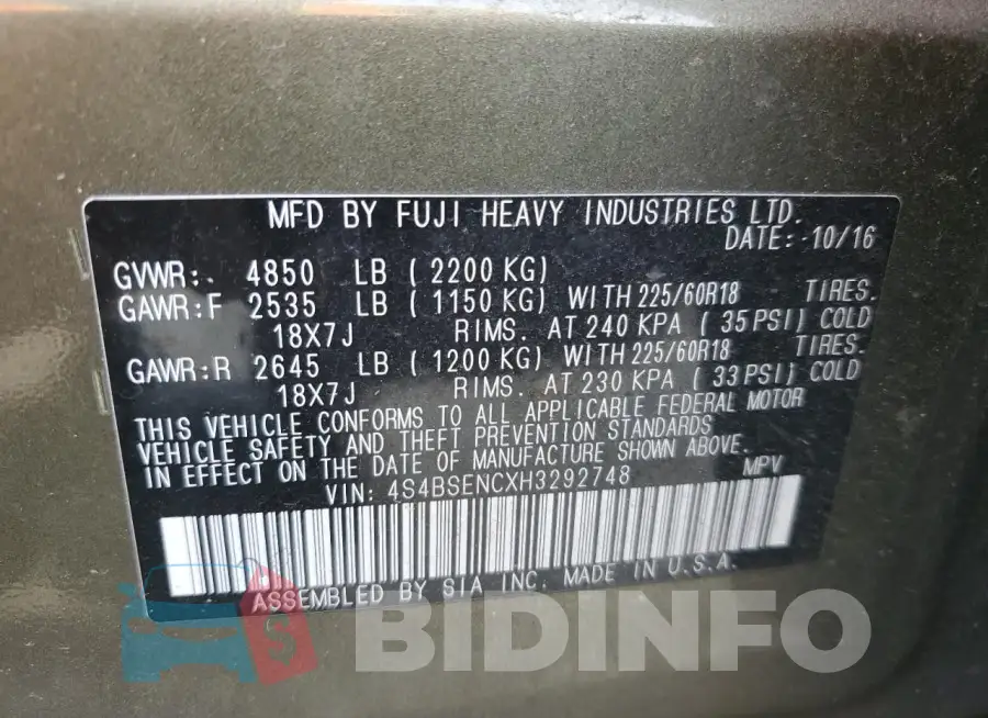 4S4BSENCXH3292748 Photo# 14
