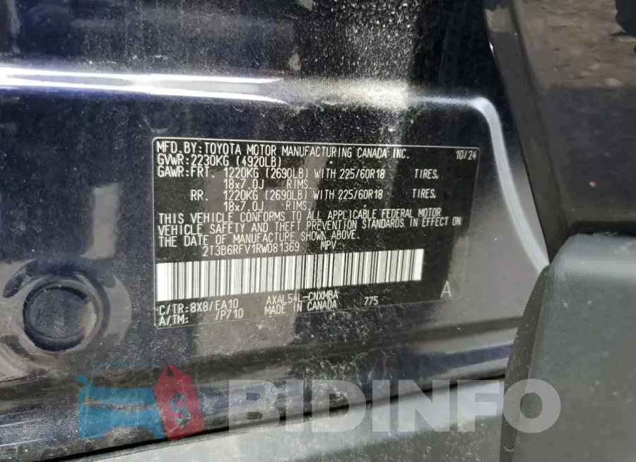 2T3B6RFV1RW081369 Photo# 13