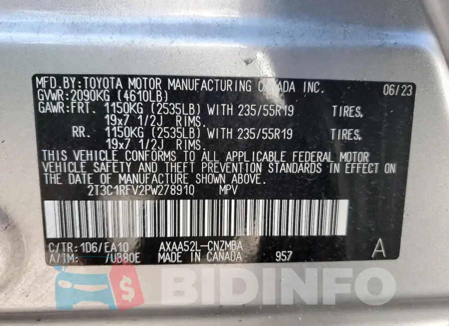 2T3C1RFV2PW278910 Photo# 13