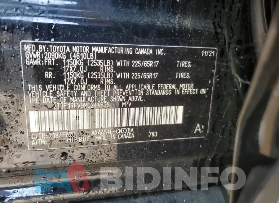 2T3F1RFV9MC244635 Photo# 13
