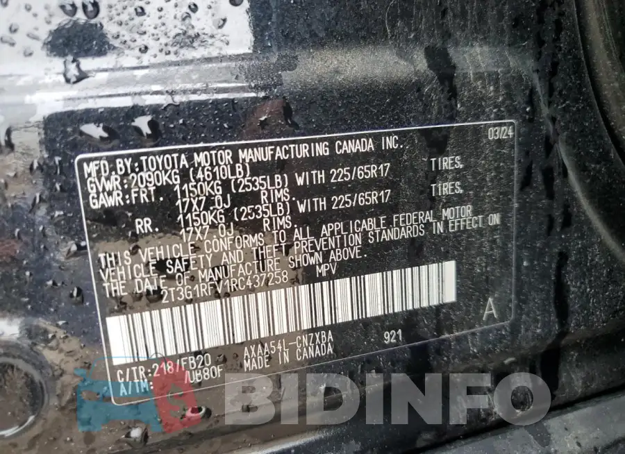 2T3G1RFV1RC437258 Photo# 12