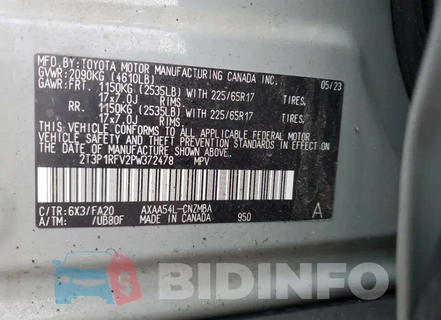 2T3P1RFV2PW372478 Photo# 14