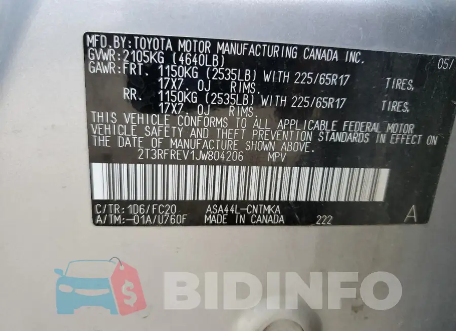 2T3RFREV1JW804206 Photo# 12