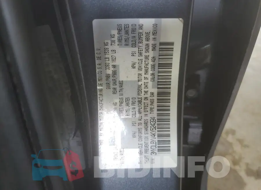 3MYDLBYV4KY524394 Photo# 12