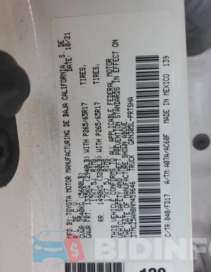 3TMCZ5AN8NM459646 Photo# 12