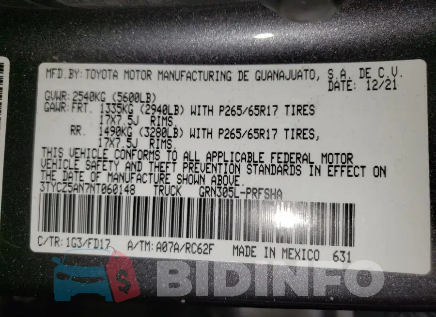 3TYCZ5AN7NT060148 Photo# 12