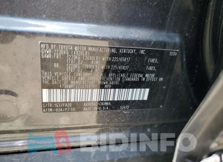 4T3RWRFV2SU169187 Photo# 13