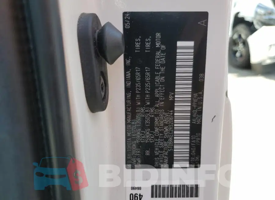 5TDBRKEC2RS208744 Photo# 14