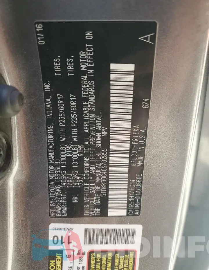 5TDKK3DC4GS702855 Photo# 14