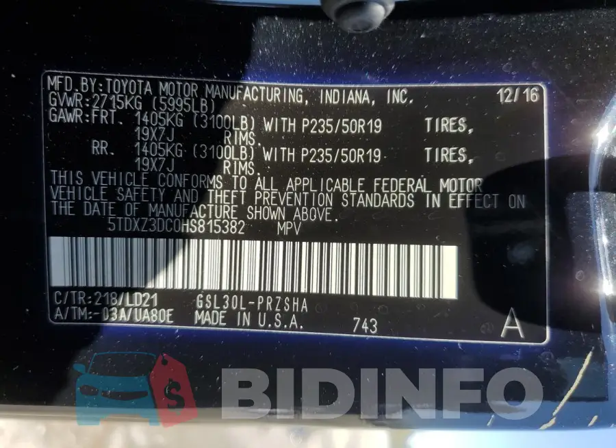 5TDXZ3DC0HS815382 Photo# 14