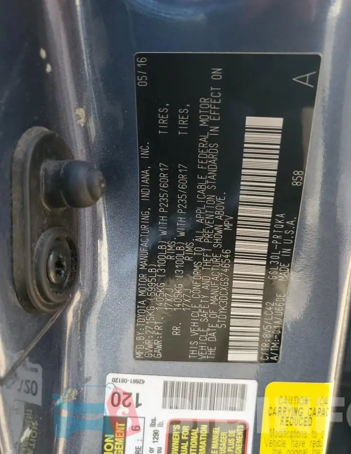 5TDYK3DCXGS746546 Photo# 13