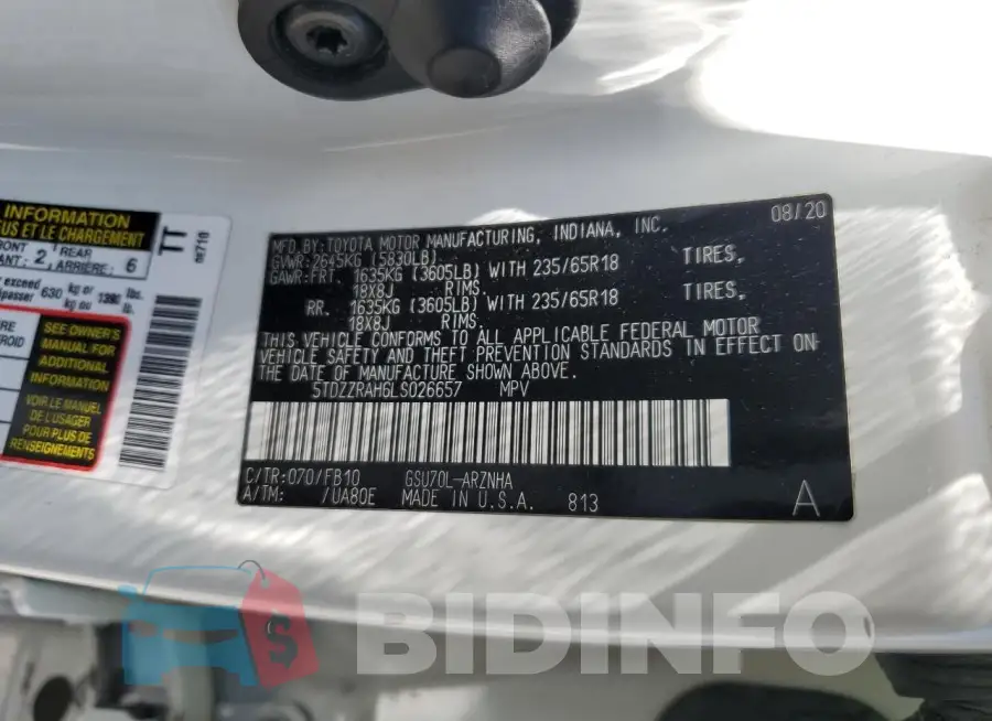 5TDZZRAH6LS026657 Photo# 13