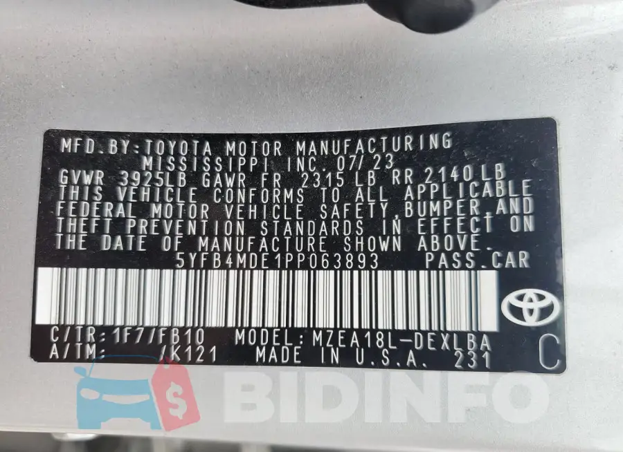 5YFB4MDE1PP063893 Photo# 12