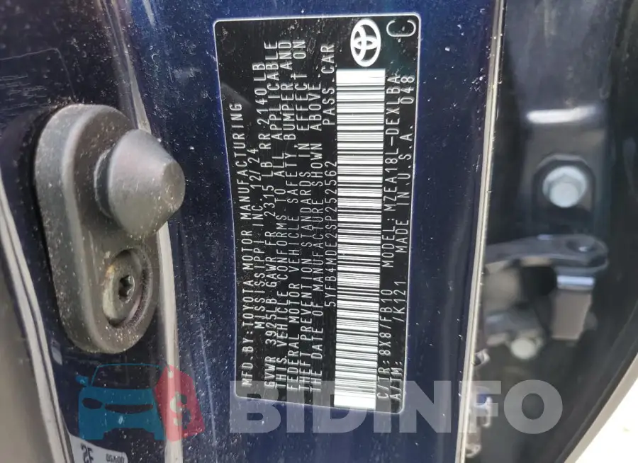 5YFB4MDE2SP252562 Photo# 12