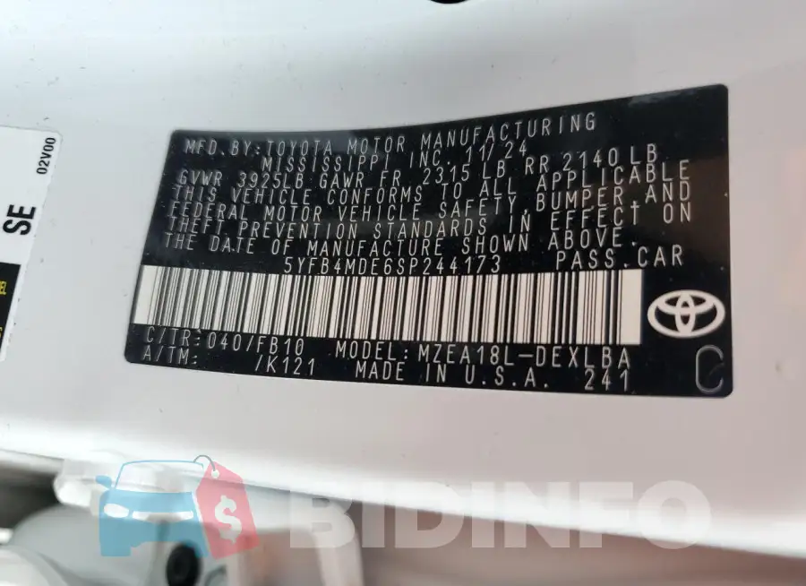 5YFB4MDE6SP244173 Photo# 12