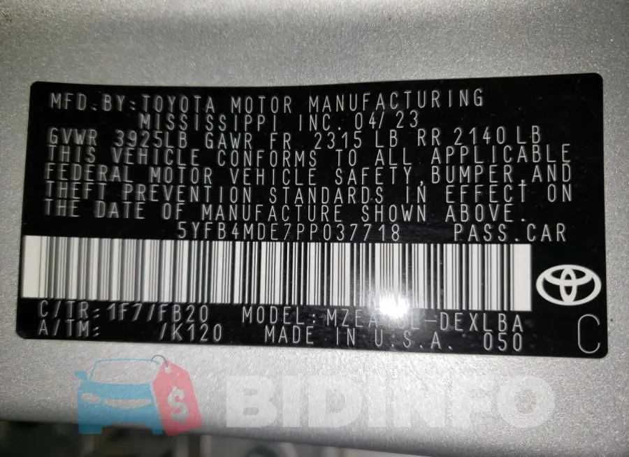 5YFB4MDE7PP037718 Photo# 12