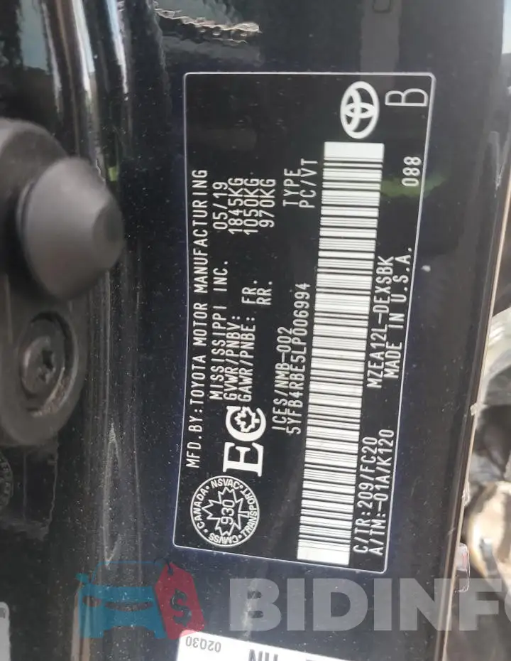 5YFB4RBE5LP006994 Photo# 13