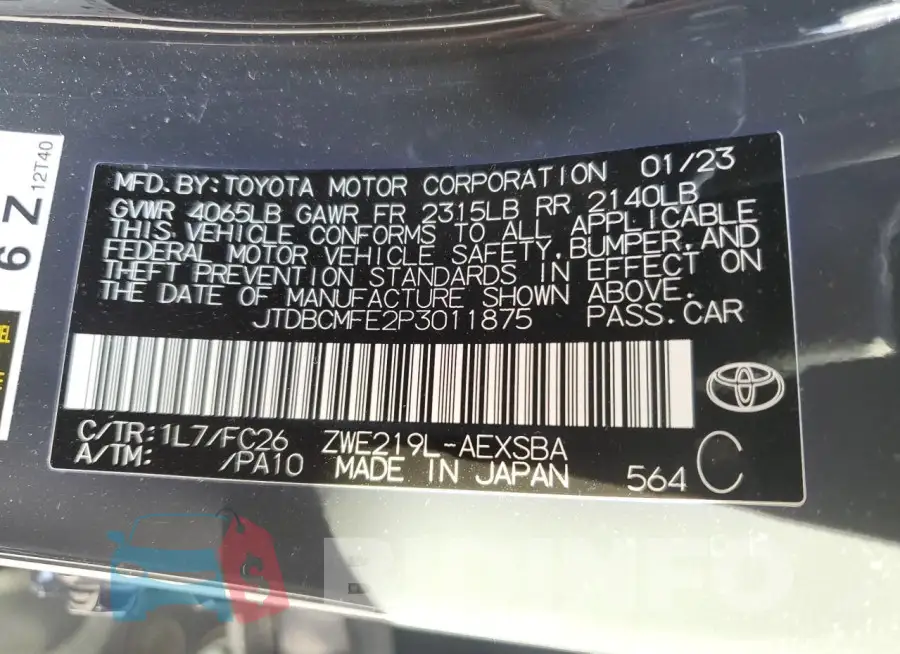 JTDBCMFE2P3011875 Photo# 12