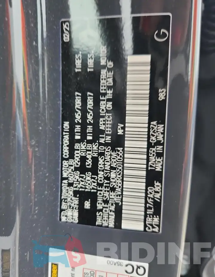 JTEVA5BRXS5010564 Photo# 13