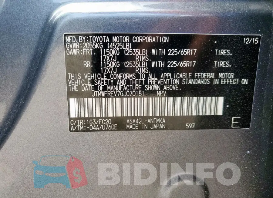 JTMWFREV7GJ070181 Photo# 13