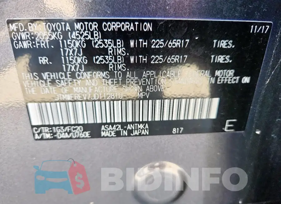 JTMWFREV7JD112810 Photo# 14