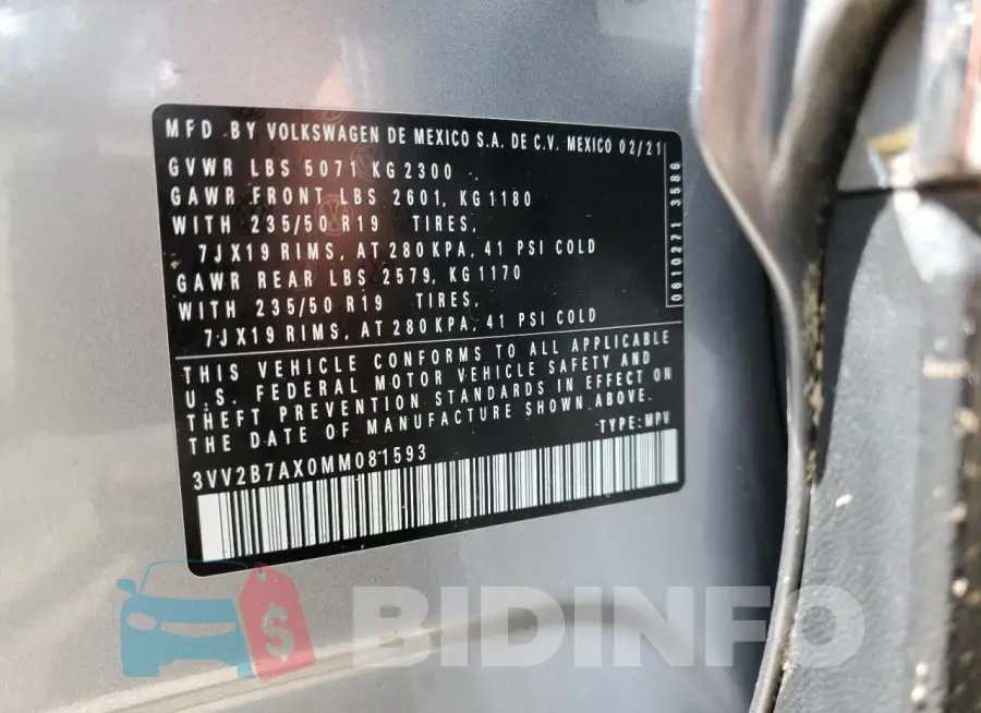 3VV2B7AX0MM081593 Photo# 13