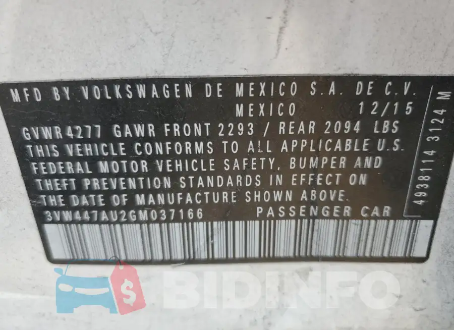 3VW447AU2GM037166 Photo# 12