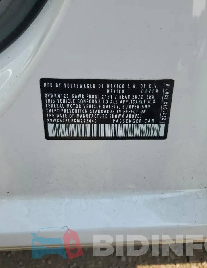 3VWC57BU8KM222449 Photo# 12