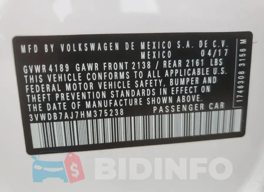 3VWDB7AJ7HM375238 Photo# 12
