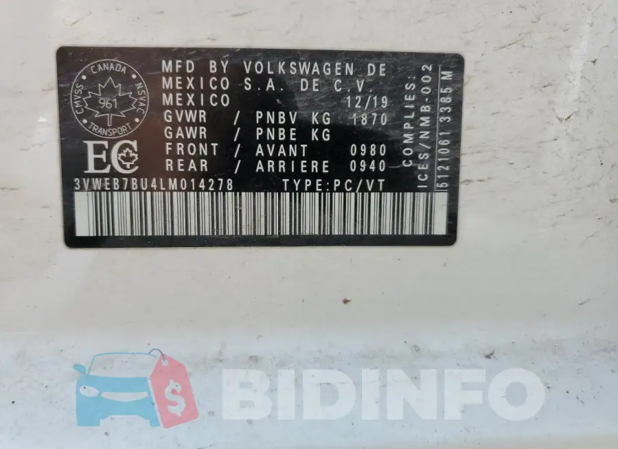 3VWEB7BU4LM014278 Photo# 12