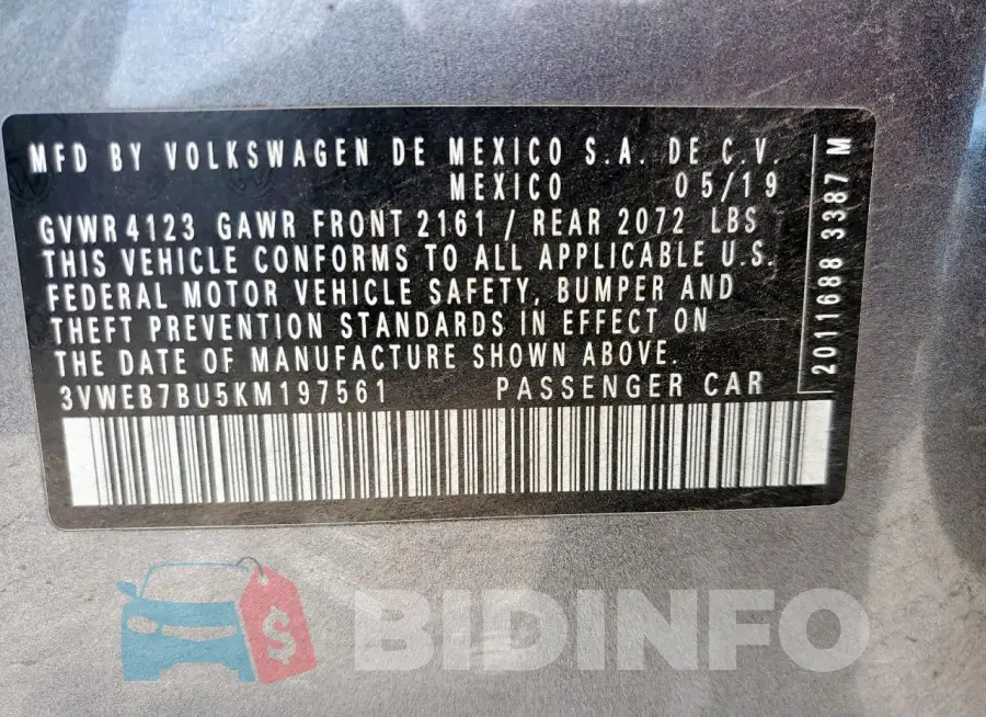 3VWEB7BU5KM197561 Photo# 12