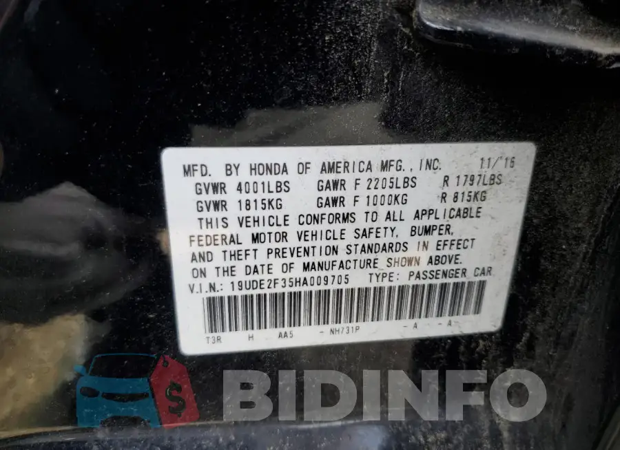 19UDE2F35HA009705 Photo# 12