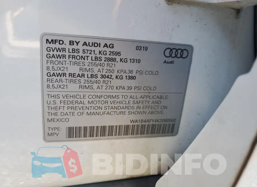 WA1B4AFY4K2080582 Photo# 13